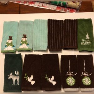 Christmas/holiday themed hand towels. Bundle of 11.